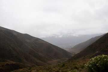 Serene martian-looking background landscape. Mountain landscape against the sky