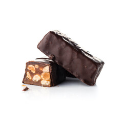 candy caramelized nuts in chocolate isolated on a white background