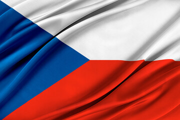 Colorful Czech Republic flag waving in the wind. 3D illustration.