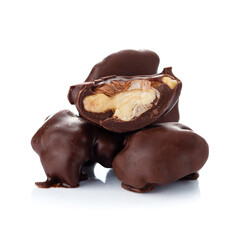 chocolate-covered walnuts isolated