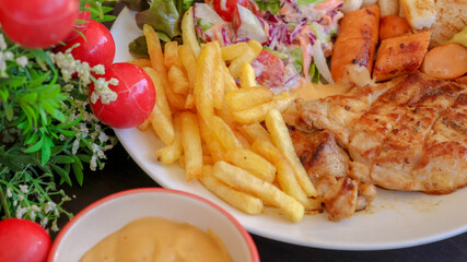 Steak Salad and French fried