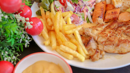 Steak Salad and French fried