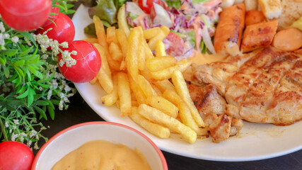 Steak Salad and French fried
