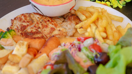 Steak Salad and French fried