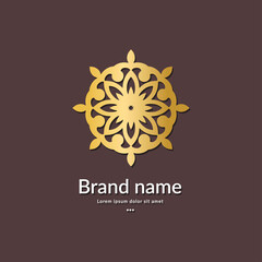 Golden mandala emblem. Elegant, classic vector elements. Can be used for jewelry, beauty and fashion industry. Great for logo, invitation, flyer, menu, background, or any desired idea.