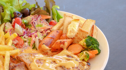 Steak Salad and French fried