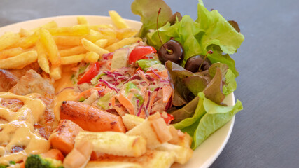 Steak Salad and French fried