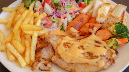 Steak Salad and French fried