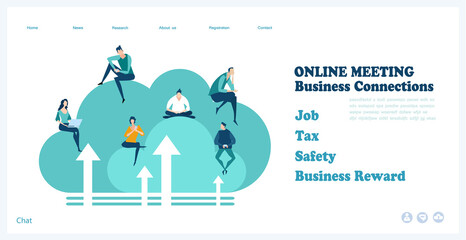 Modern flat design concept website or app page. Financial services, banking, strategic planning, development, business solutions, consulting, market research, teamwork, data analyse, support, security