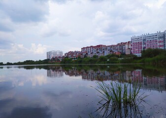 reflection of the city in the river