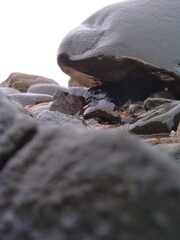 Fototapeta na wymiar Beautiful rocks near the seashore 