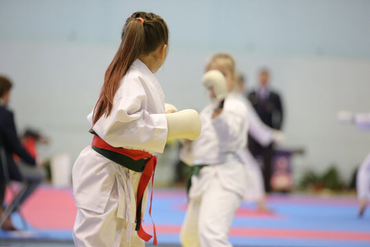 two karate girls at a competition
