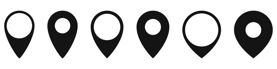 Set of location icons in flat style. Vector icons.