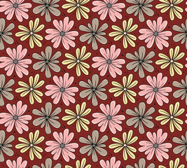 Geometric floral seamless vector pattern, Flowers and leaves botanical garden background texture.