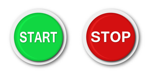 Start and stop buttons. Vector round buttons isolated