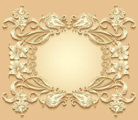 Floral vector vintage border.