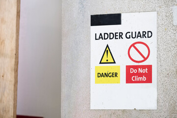 Ferry ship sign ladder guard do not climb