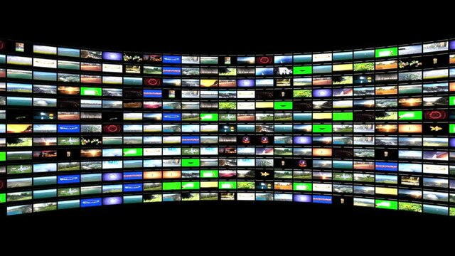 Multimedia TV Wall animation, seamless loop, Alpha Channel