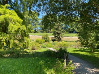 Landscape of The Flower Island Mainau on the Lake Constance or Landschaft der Blumeninsel im...