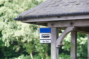 Bus stop shelter rural countryside uk public transport free travel pensioner senior person commute