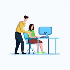 Boy working on computer