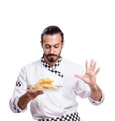 Funny male cook isolated on the white background