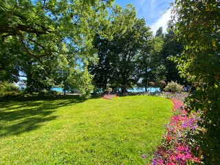 Landscape of The Flower Island Mainau on the Lake Constance or Landschaft der Blumeninsel im...