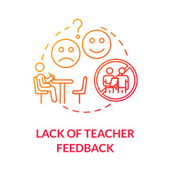 Lack of teacher feedback concept icon. Online learning process. Learner reviews. Distance education drawbacks idea thin line illustration. Vector isolated outline RGB color drawing
