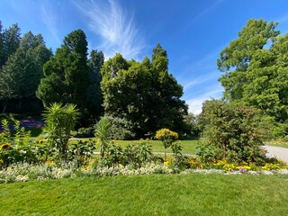Landscape of The Flower Island Mainau on the Lake Constance or Landschaft der Blumeninsel im...