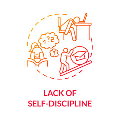 Lack of self discipline concept icon. Distance education process. School work. Procrastination. Academic burnout. idea thin line illustration. Vector isolated outline RGB color drawing