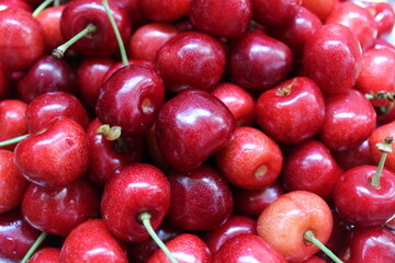 Fresh cherries on fresh background