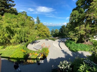 Landscape of The Flower Island Mainau on the Lake Constance or Landschaft der Blumeninsel im...