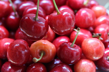 Smart, summer background of juicy cherries 