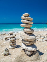 Balanced stones at the beach