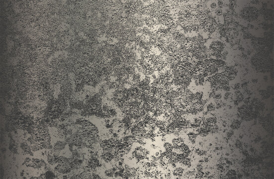 Luxury Chromium, Silver, Steel, Metal Gradient Background With Distressed Cracked Concrete Texture.