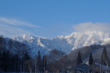winter landscape in the mountains of Hakuba, Japan