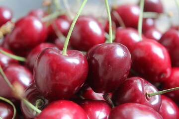 Fresh cherries on a white background