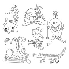 Set of cartoon vector animals