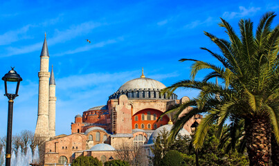 One of the most famos mosques of Istanbul -  Hagia Sophia in Sultanahmet district, now  museum. Istanbul, Turkey