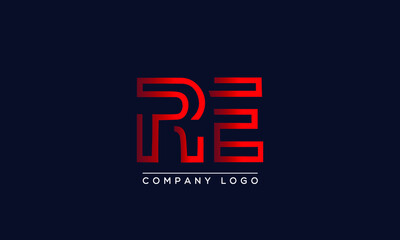 Fototapeta na wymiar Creative letters RE or ER Logo Design Vector Template. Initial Letters RE Logo Design 