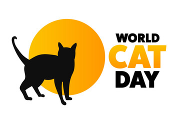 World Cat Day. August 8. Holiday concept. Template for background, banner, card, poster with text inscription. Vector EPS10 illustration.
