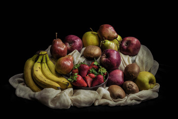 Artistic healthy fruit in light painting