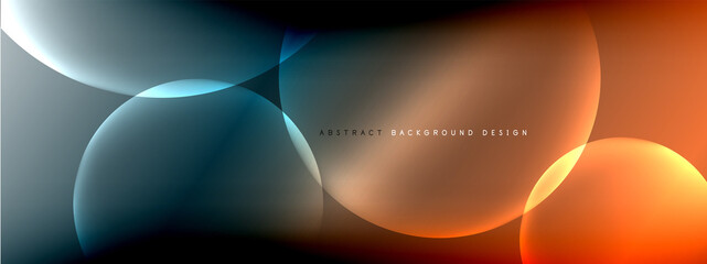 Vector abstract background liquid bubble circles on fluid gradient with shadows and light effects. Shiny design templates for text