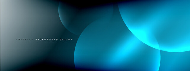 Vector abstract background liquid bubble circles on fluid gradient with shadows and light effects. Shiny design templates for text