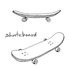 Skateboard icon in sketchy style/ Hand drawn vector illustration  © fire_fly