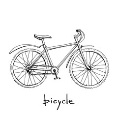 Bicycle icon in sketchy style/ Hand drawn vector illustration