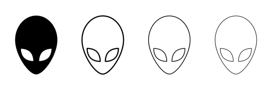 Set icons. Extraterrestrial alien face or head symbol flat icon for apps and websites. Vector illustration. 