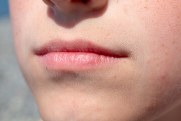 Fototapeta premium Lips natural close-up teen girl