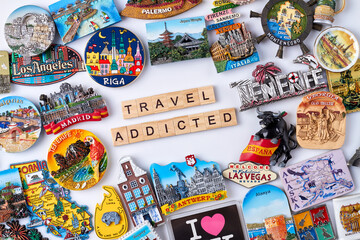 Great collection of souvenirs from all over the world. Isolated on white background.