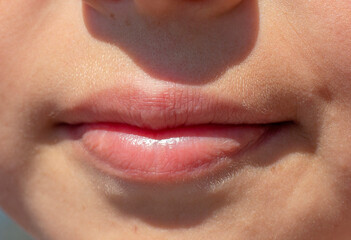 Obraz premium Lips natural close-up teen girl